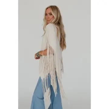 Three Bird Nest Western Fringe Top – Oat