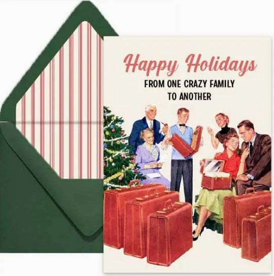 Crazy Family Christmas Funny Mid Century Greeting Card