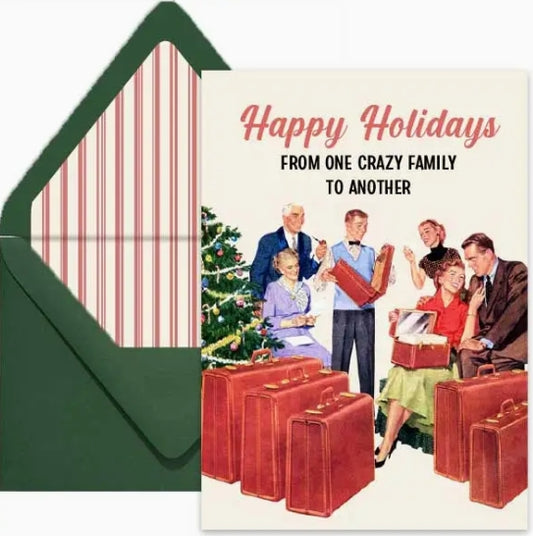 Crazy Family Christmas Funny Mid Century Greeting Card