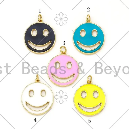 Gold Filled Enamel Colorful Smiley Face Shape Pendant