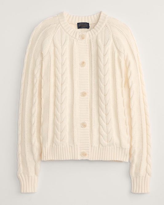 Cotton Cable Cardigan - Ecru