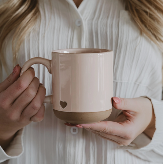 Sweet Water Decor Heart Pink Stoneware Coffee Mug