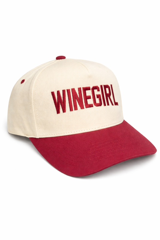 Winegirl Two-Tone Embroidered Trucker Hat  - Burgundy