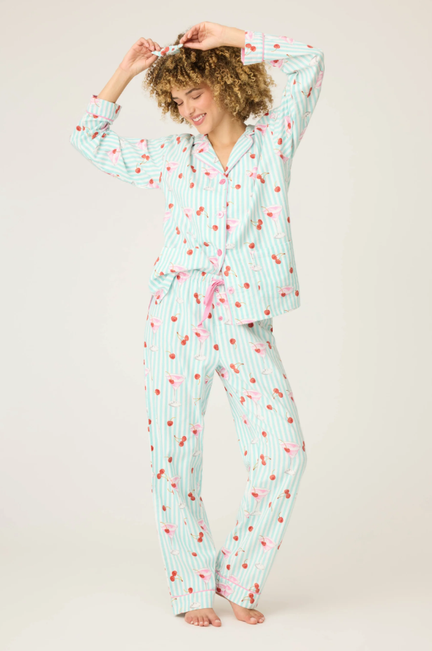 P.J. Salvage Ma Cherie Cherry Print 3-Piece Flannel PJ Set