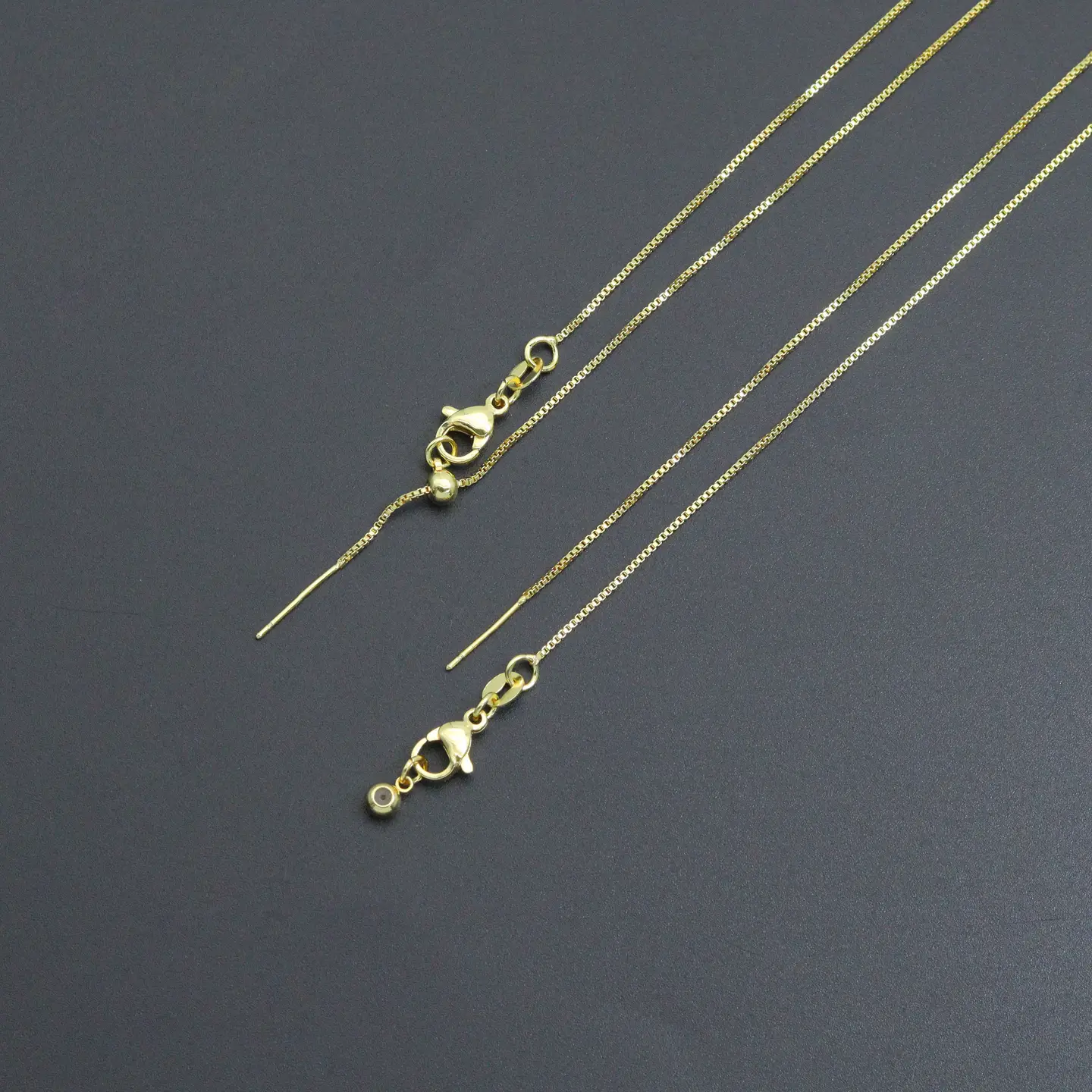 Thin Box Chain Necklace with Adjustable Thread End