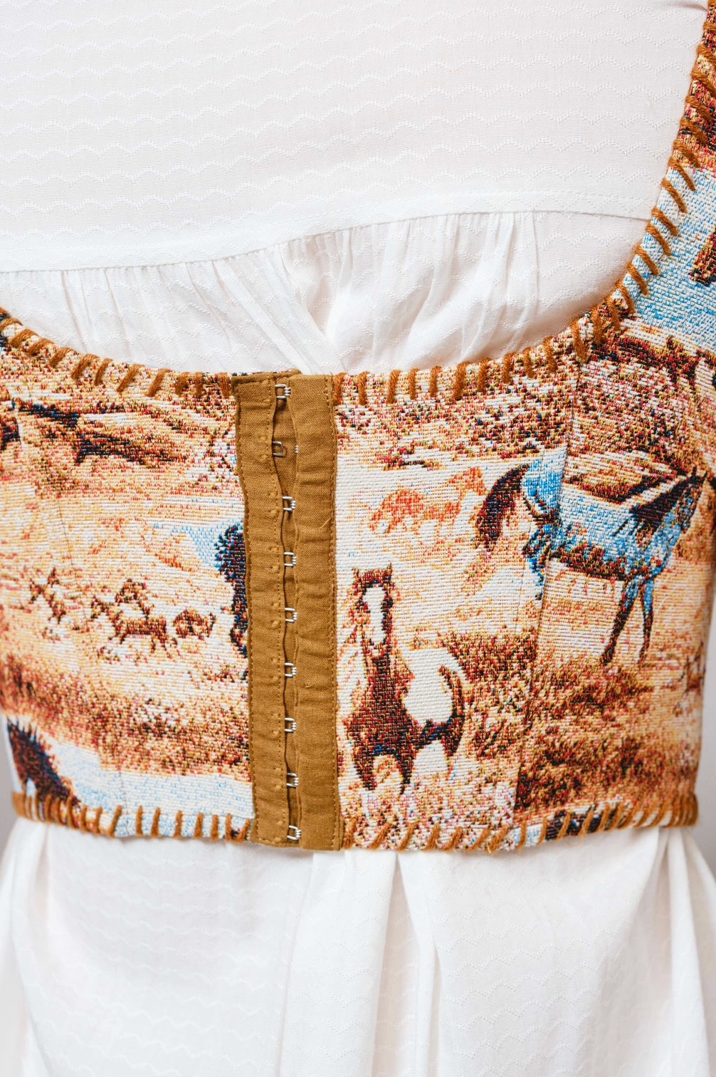 Blue B Horse Jacquard Stitch Detail Corset