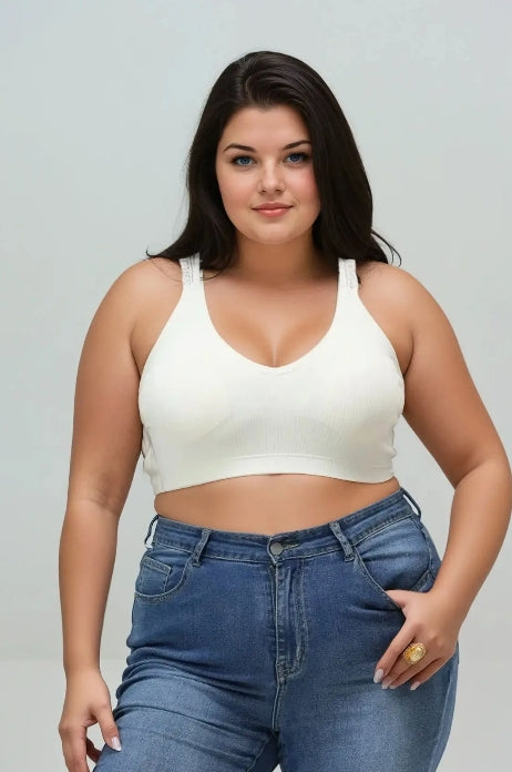 Seamless Front Lace Racerback Bralette - Plus Size