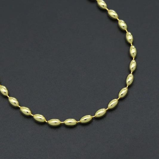 Gold Rice Shaple Beads Link Adjustable Necklace
