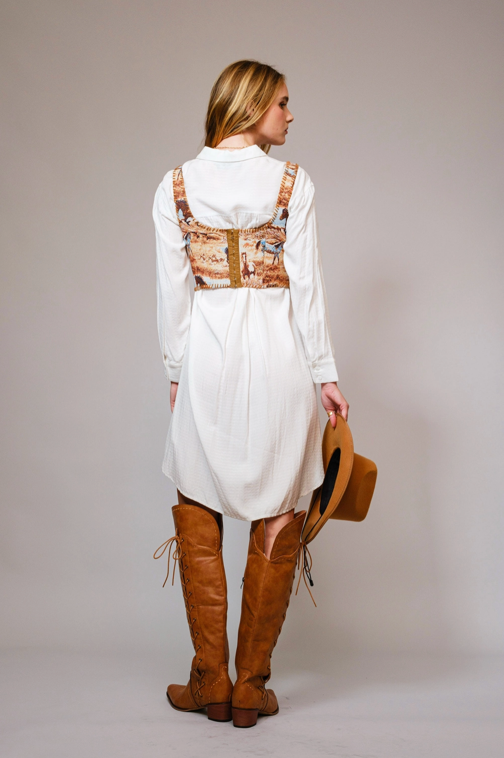 Blue B Horse Jacquard Stitch Detail Corset