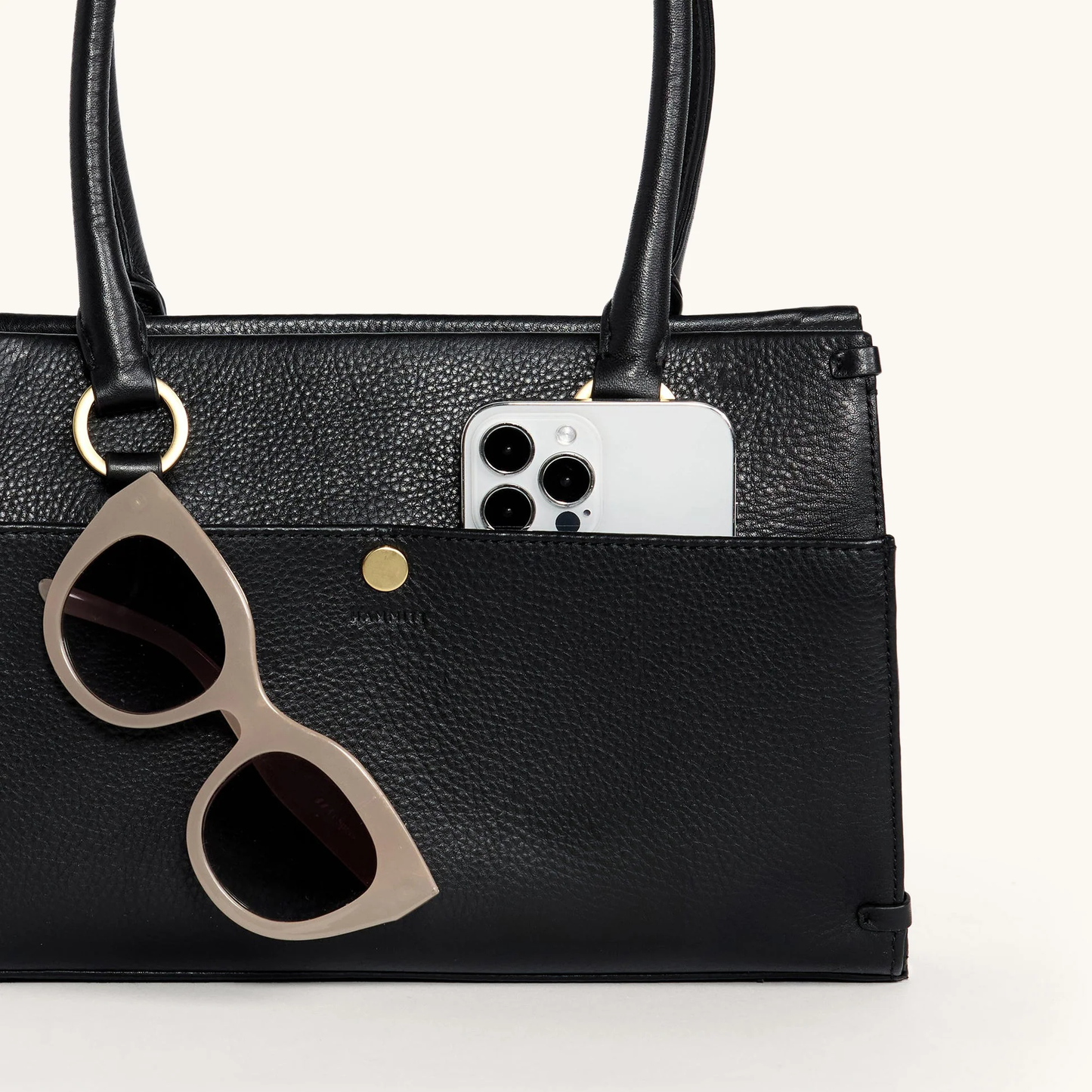 Hammitt Allen Handbag - Black/Brushed Gold Red Zip