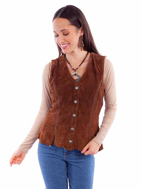 Suede Concho Button Vest