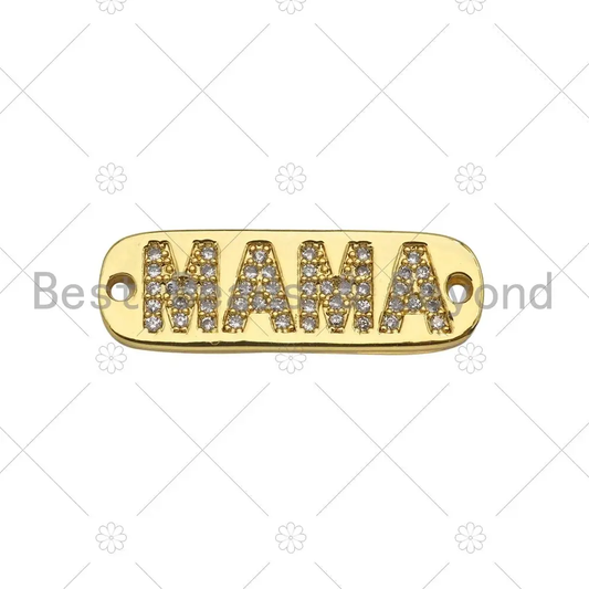 Cz Micro Pave Mama Word On Long Bar Shape Connector
