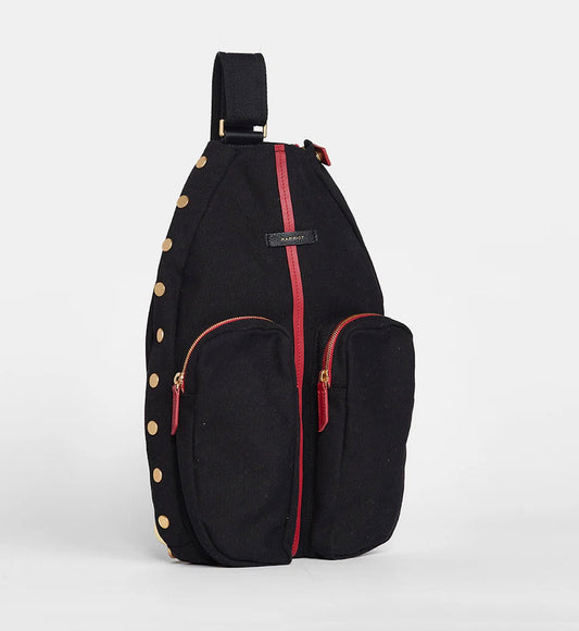 Hammitt Courtside Sling - Black/Brushed Gold Red Zip