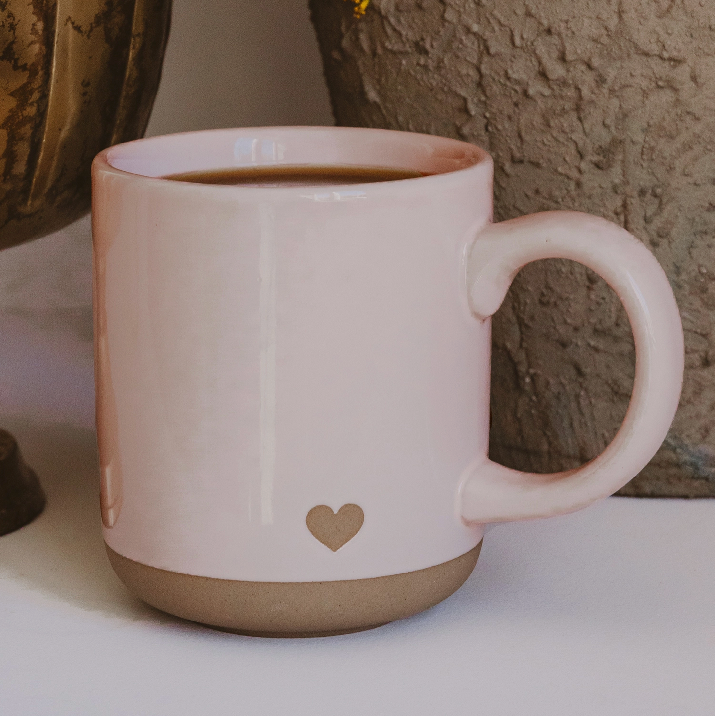 Sweet Water Decor Heart Pink Stoneware Coffee Mug