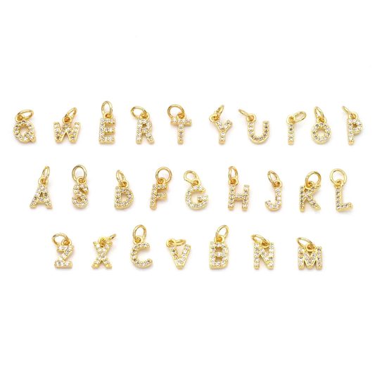 Cute Gold Cz Initial Charm