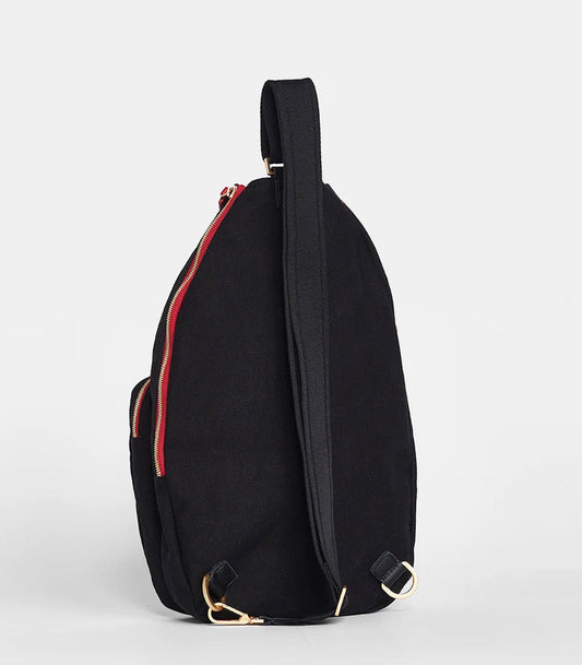 Hammitt Courtside Sling - Black/Brushed Gold Red Zip