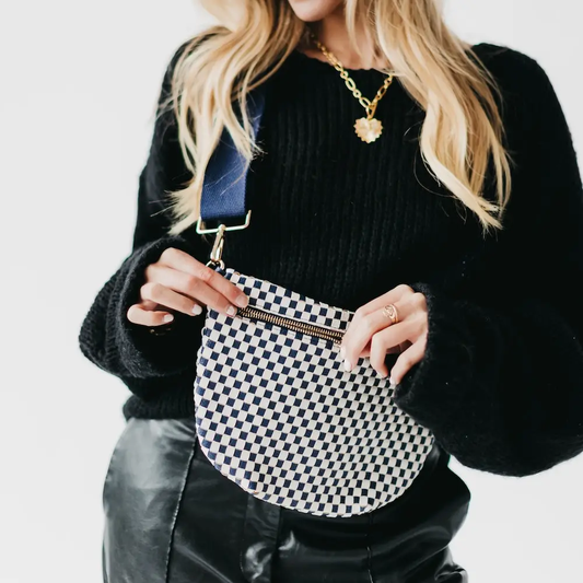 Westlyn Woven Bum Bag - No Studs - Checkered Navy