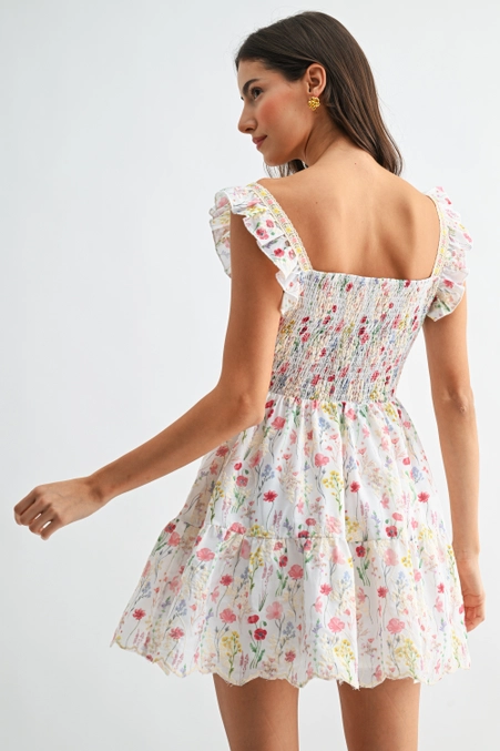 Sweet Meadow Ruffle Sleeve Floral Mini Dress