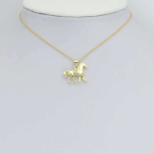Cz Gold Horse Charm Pendant