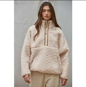 Front Half Zip-Up Oversized Pullover Sweater