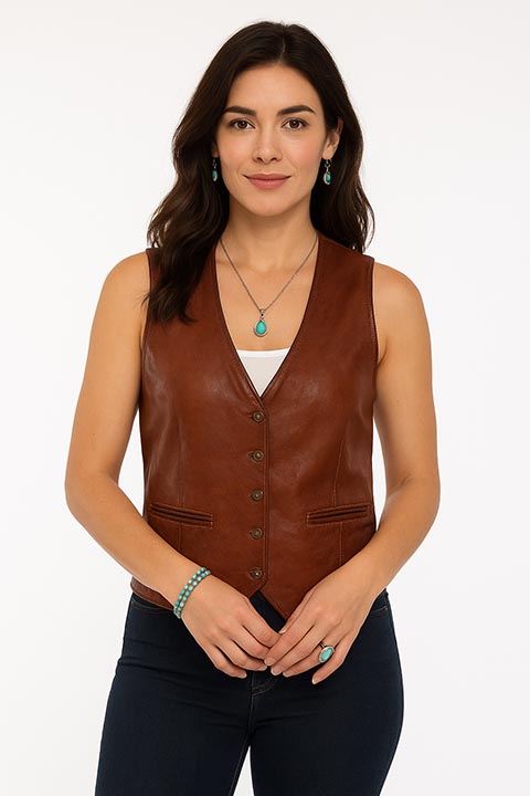 Women's Leather Vest L1203