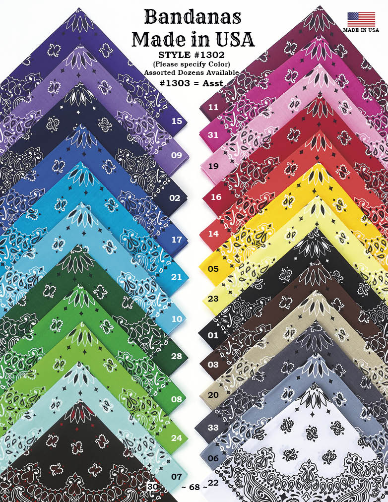 Austin Accent Bandanas 22" x 22" MADE IN USA
