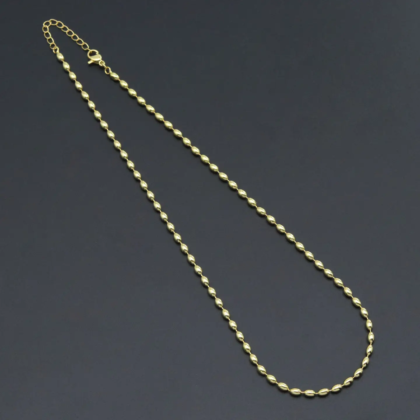 Gold Rice Shaple Beads Link Adjustable Necklace