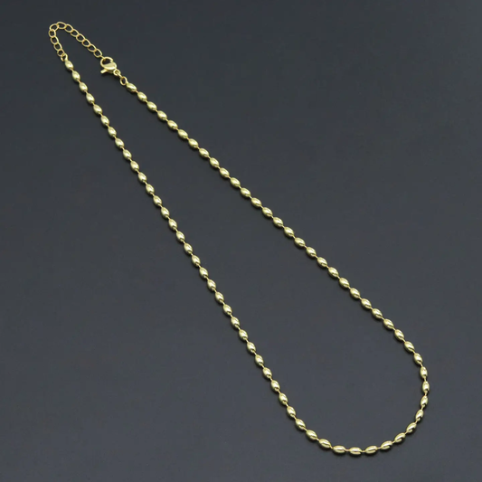 Gold Rice Shaple Beads Link Adjustable Necklace