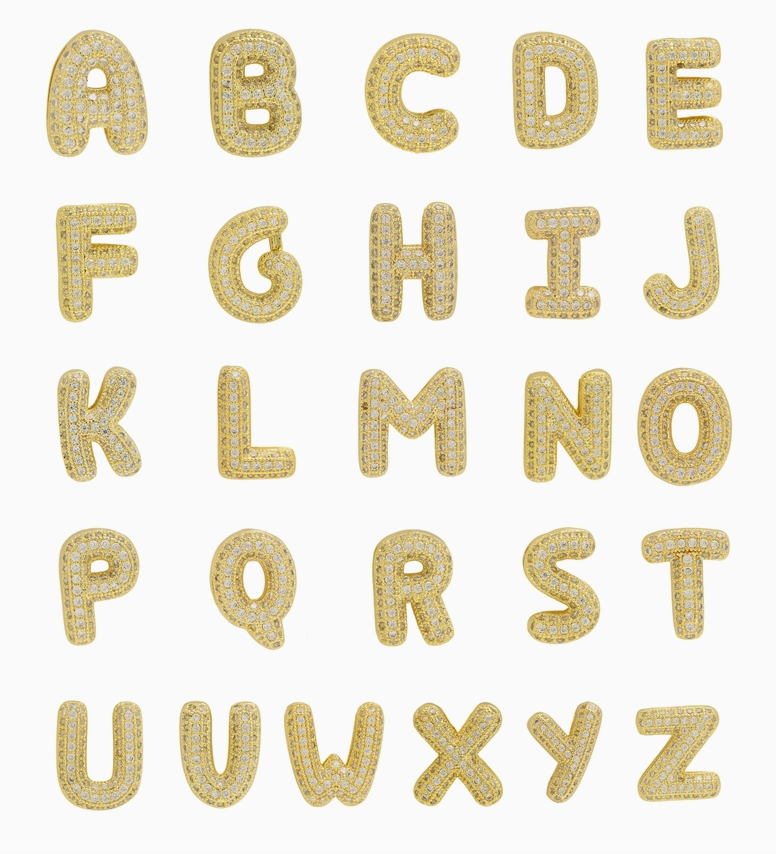 Slider Cz Initial Bubble Bracelet Gold Filled