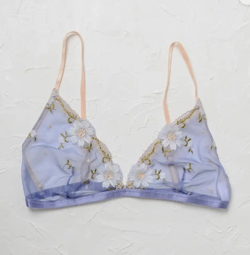 Daisy Embroidered Mesh Bralette
