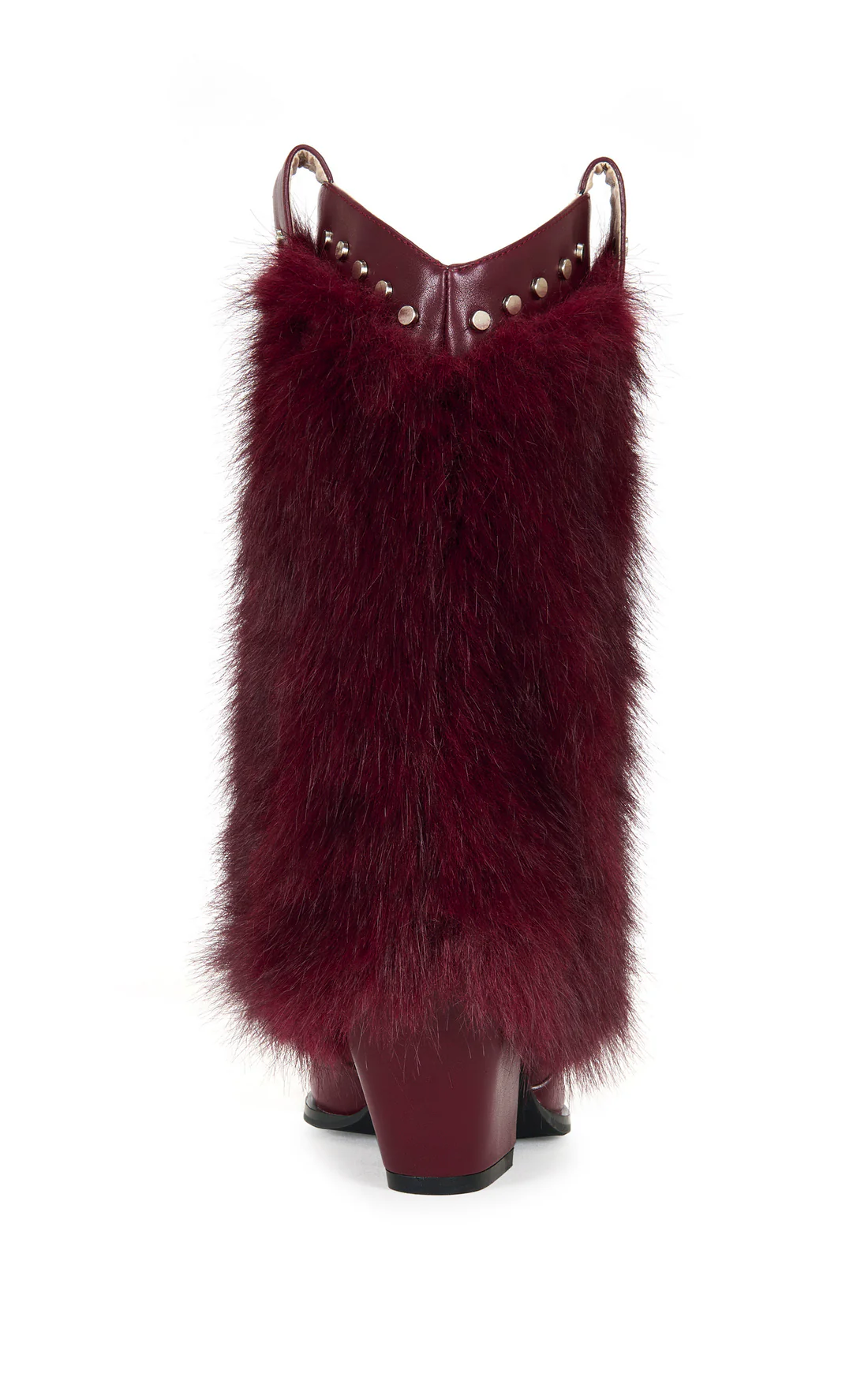Violetta-Burgundy Faux Fur Western Bootie