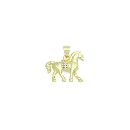 Cz Gold Horse Charm Pendant