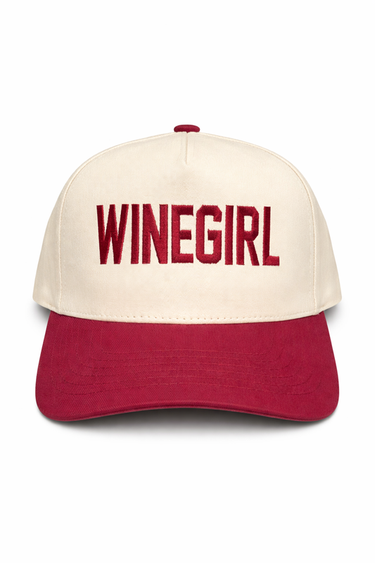 Winegirl Two-Tone Embroidered Trucker Hat  - Burgundy