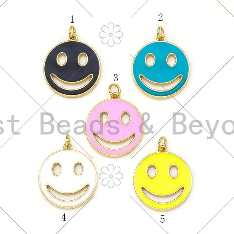 Gold Filled Enamel Colorful Smiley Face Shape Pendant