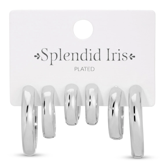 Earrings - Combo 3 Small to Bold Huggies - Silver