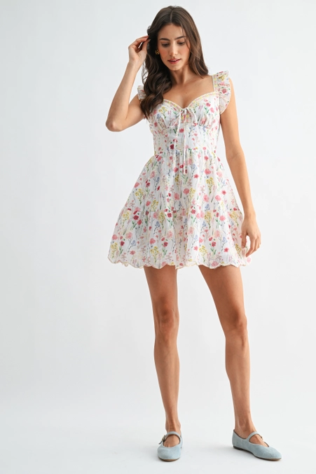 Sweet Meadow Ruffle Sleeve Floral Mini Dress