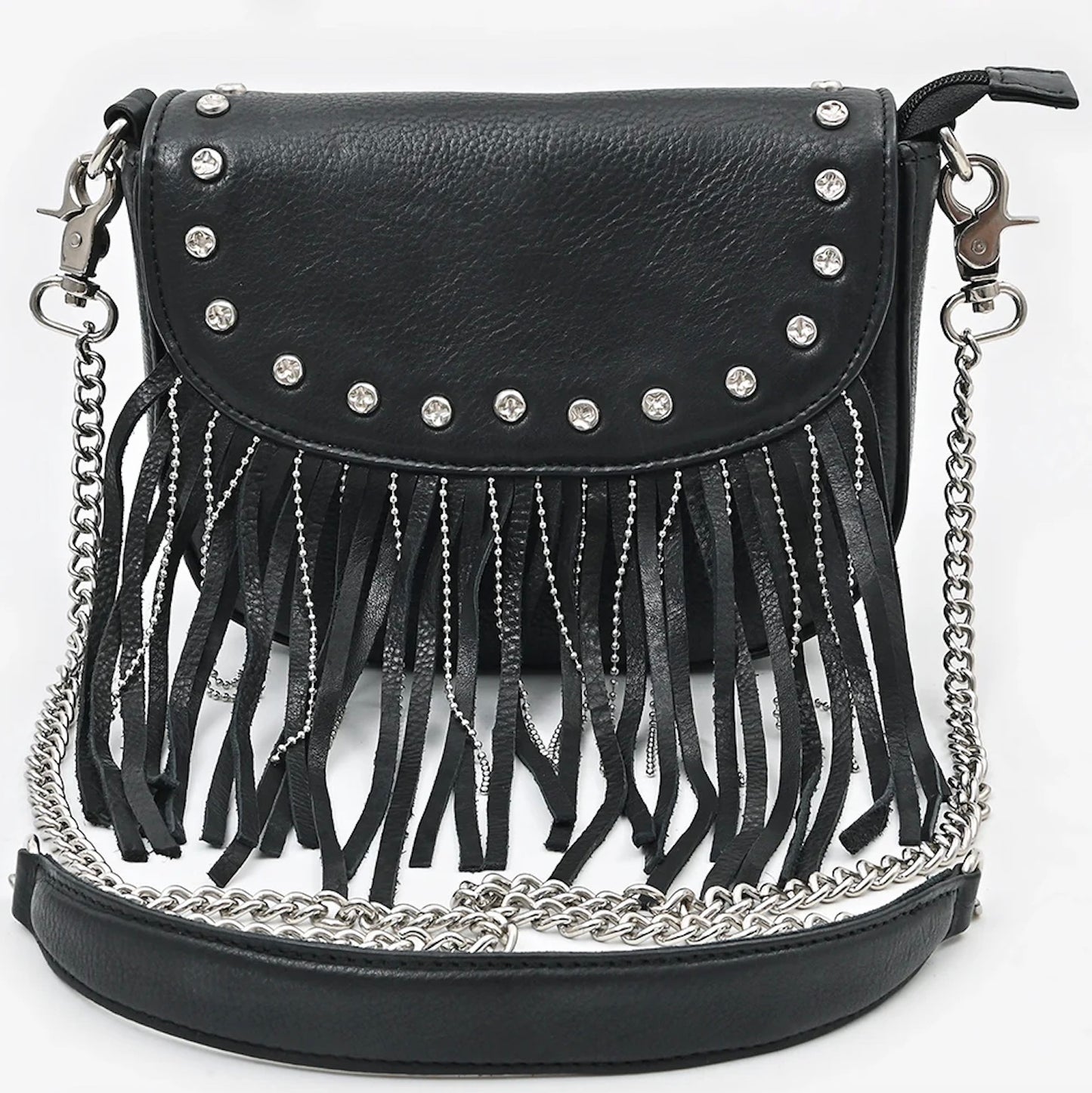 American Darling Fringe Leather Crossbody Western Bag - Black