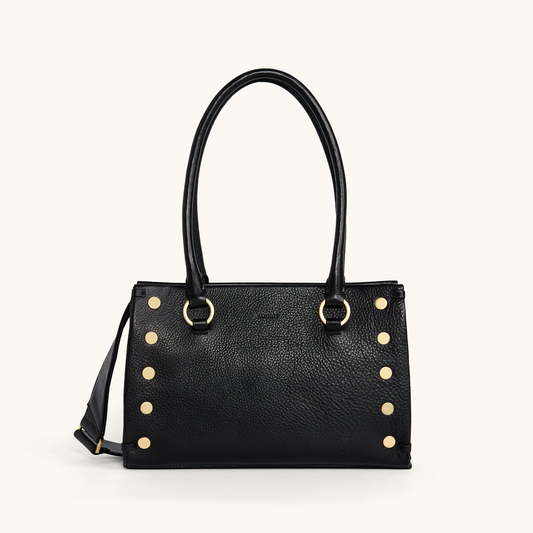 Hammitt Allen Handbag - Black/Brushed Gold Red Zip
