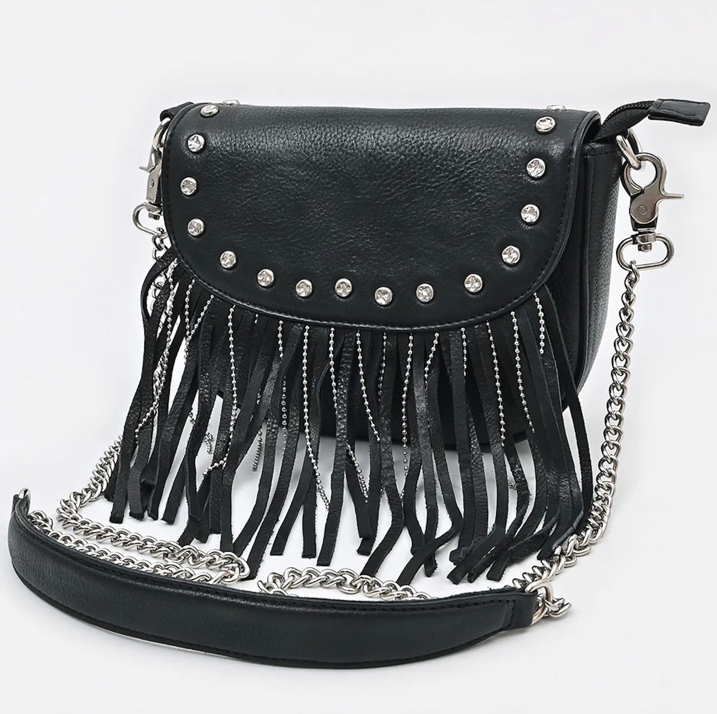 American Darling Fringe Leather Crossbody Western Bag - Black
