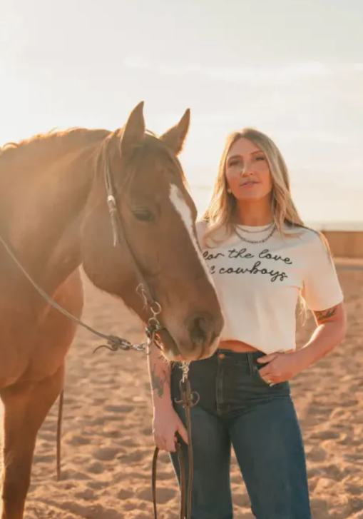 For The Love of Cowboys Crop Tee - Natural