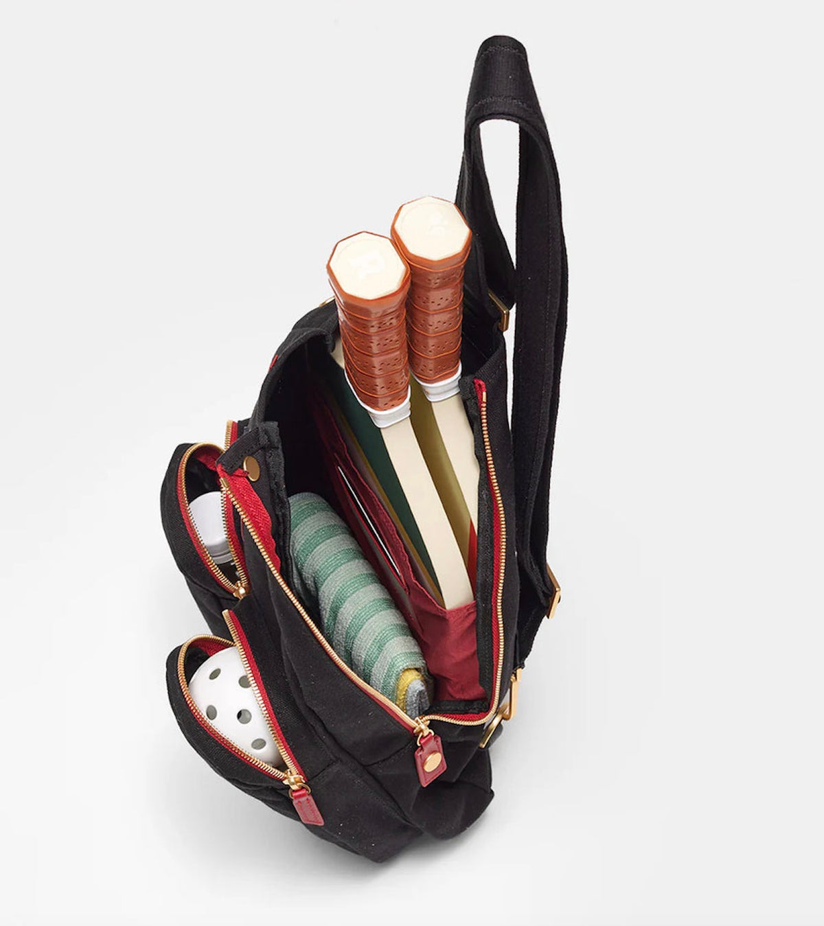 Hammitt Courtside Sling - Black/Brushed Gold Red Zip